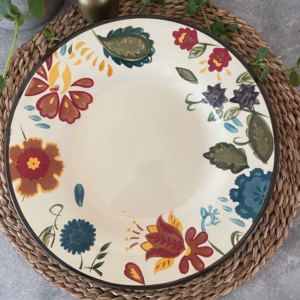 American Simplicity Stoneware Vine Floral Dinner Plate by HOME Target 11 3/8”
